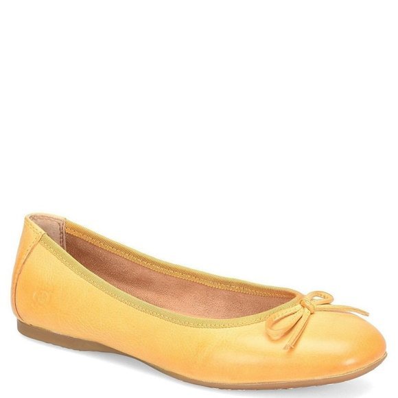 BORN Brin Leather Ballerina Bow Flats in Yellow (6) - Picture 10 of 10